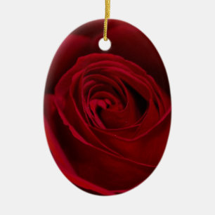 Ornement Ovale En Céramique Rose rouge magnifique