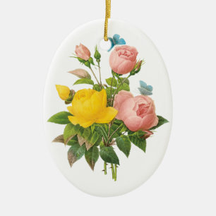 Ornement Ovale En Céramique Roses de thé à la rose vintage perse par Redoute