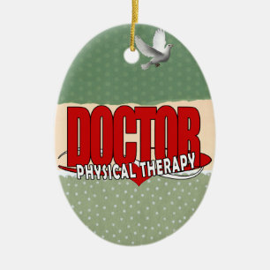 ORNEMENT OVALE EN CÉRAMIQUE ROUGE DE DOCTEUR PHYSIOTHÉRAPIE GRAND