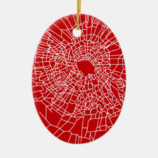 Ornement Ovale En Céramique Rouge en verre cassé