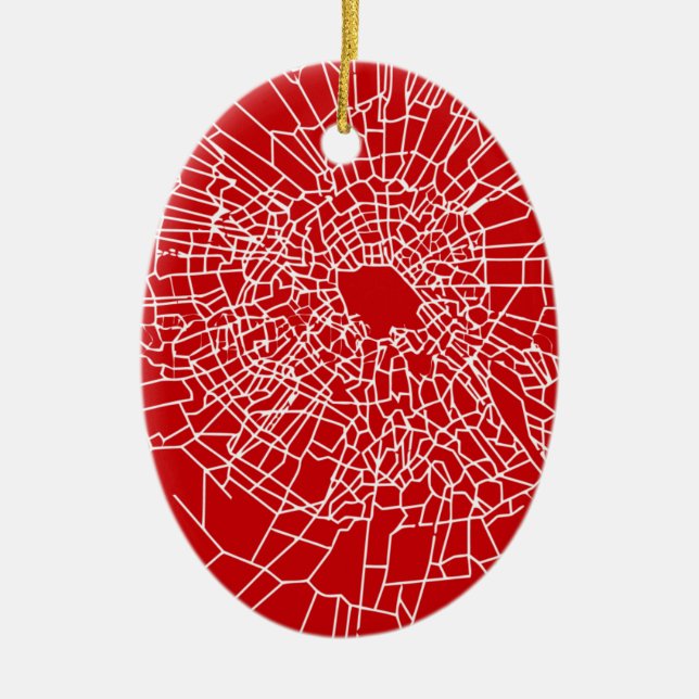 Ornement Ovale En Céramique Rouge en verre cassé (Devant)
