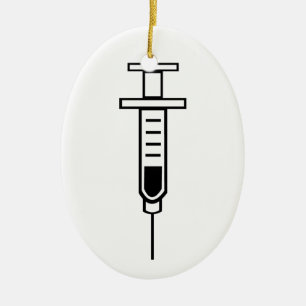 Ornement Ovale En Céramique Seringue Médicale