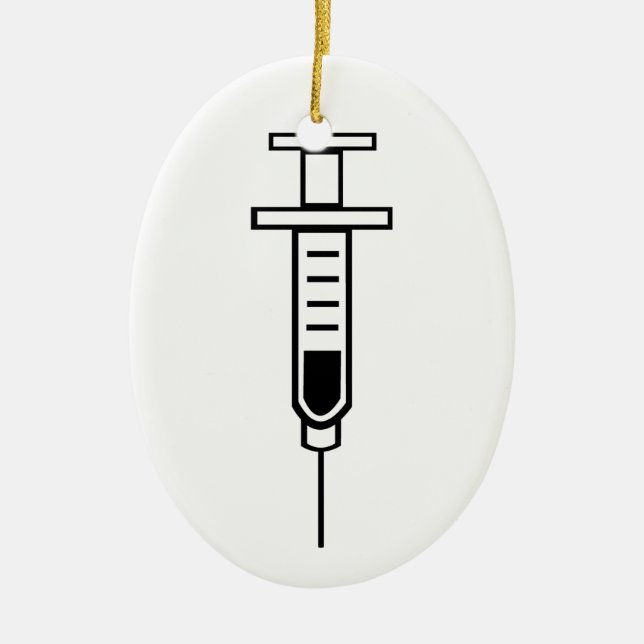 Ornement Ovale En Céramique Seringue Médicale (Devant)