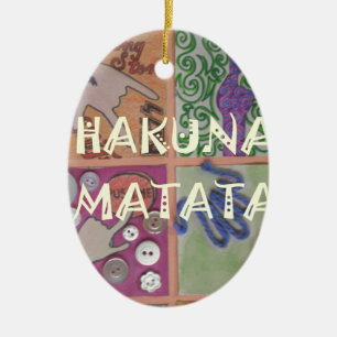 Ornement Ovale En Céramique Signe Hakuna Matata - Impression