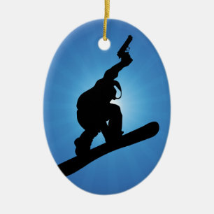 Ornement Ovale En Céramique Snowboard Outlaw