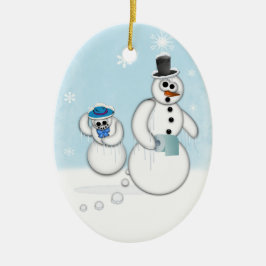 Ornement Ovale En Céramique Snowman Poop