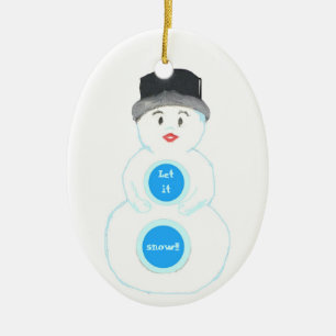 Ornement Ovale En Céramique Snowman Winter Wonderland Orament