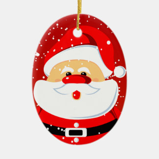 Ornement Ovale En Céramique Soirée de Noël du Père Noël