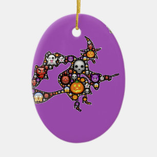 Ornement Ovale En Céramique sorcière émoji