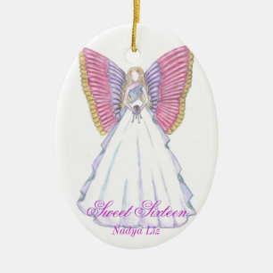 Ornement Ovale En Céramique Souvenir-Personnaliser de sweet sixteen