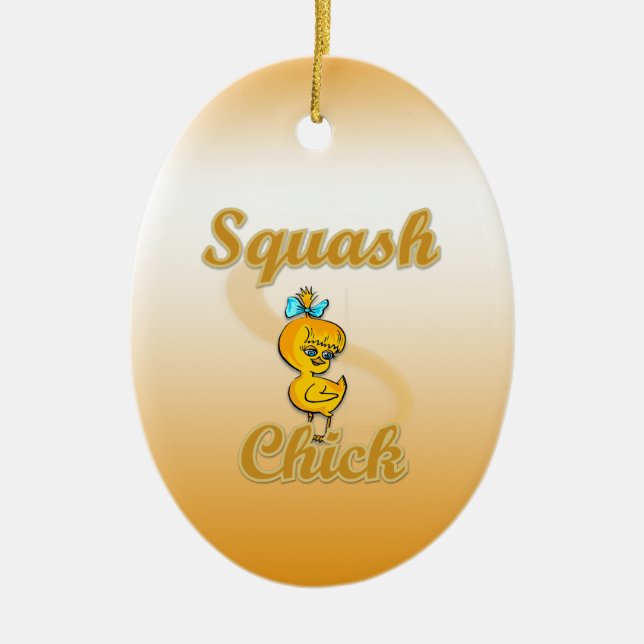 Ornement Ovale En Céramique Squash Chick (Devant)