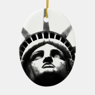 Ornement Ovale En Céramique Statue noire et blanche de la Liberté