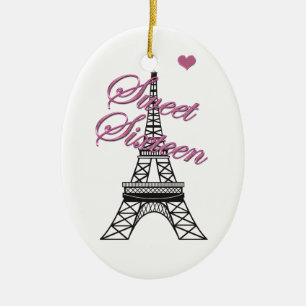Ornement Ovale En Céramique Sweet personnalisé 16 Paris Tour Eiffel