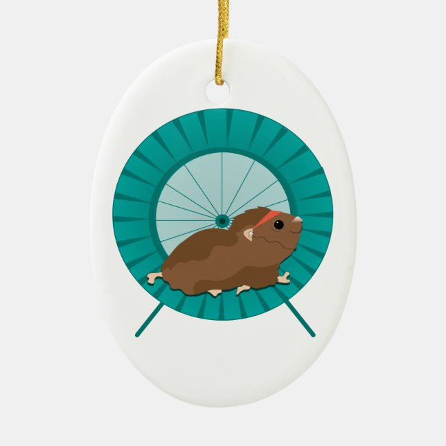 Ornement Ovale En Céramique Tapis roulant de hamster (Devant)