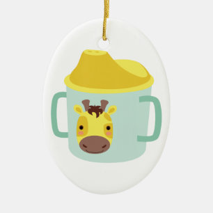 Ornement Ovale En Céramique Tasse de Sippy de girafe