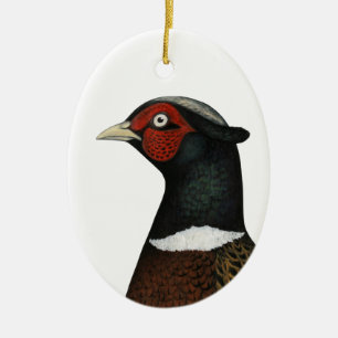 Ornement Ovale En Céramique Tête de faisan Ringneck