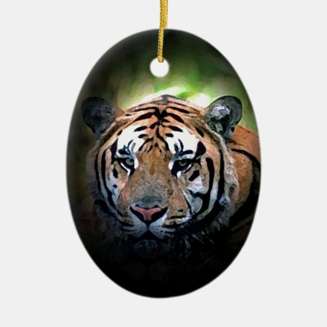Ornement Ovale En Céramique Tigre (Devant)