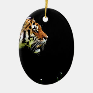 Ornement Ovale En Céramique Tigre approchant - Oeuvres d'art d'animaux sauvage