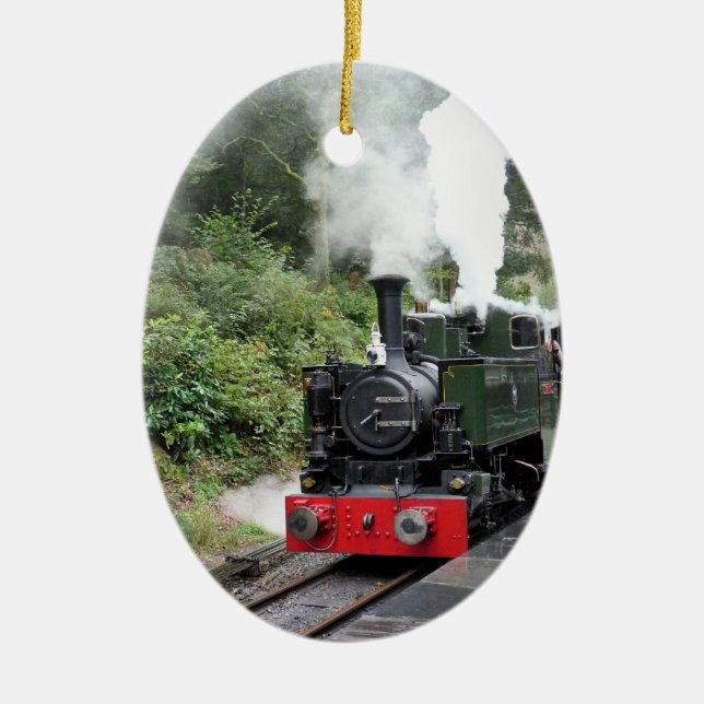 ORNEMENT OVALE EN CÉRAMIQUE TRAINS À VAPEUR (Devant)