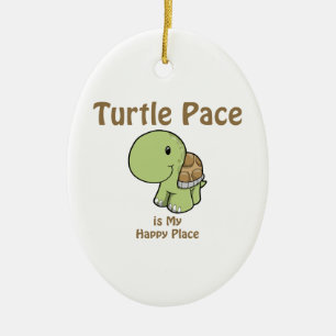 Ornement Ovale En Céramique Turtle Pace est mon endroit heureux