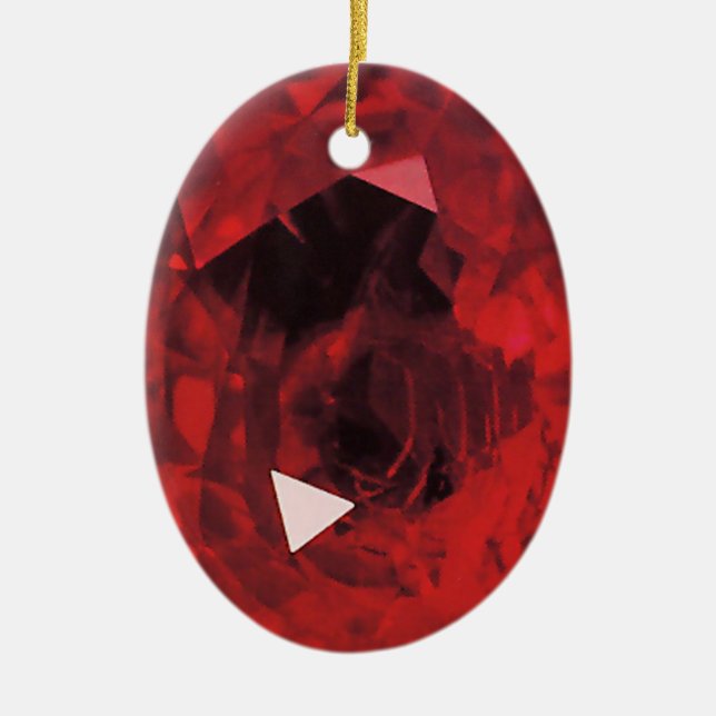 Ornement Ovale En Céramique UN BIJOU ROUGE pour votre AMOUR (Devant)