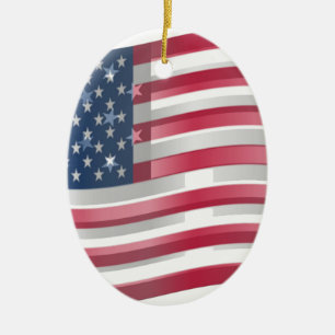 Ornement Ovale En Céramique USA Unites : Stripes & Stars en Gras Design