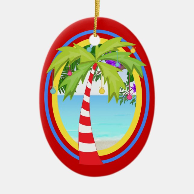 Ornement Ovale En Céramique VENTE ! Arbre de Noël Paradise (Devant)