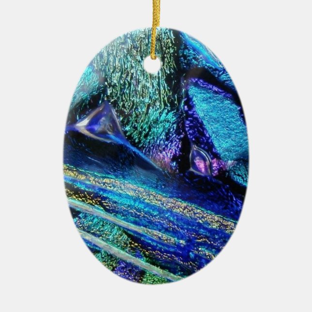 Ornement Ovale En Céramique Verre de lave bleue (Devant)
