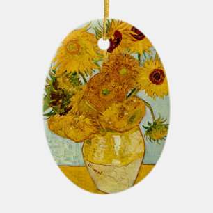 Ornement Ovale En Céramique Vincent Van Gogh 12 Tournesols Impressionniste