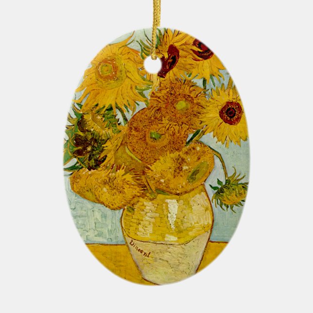 Ornement Ovale En Céramique Vincent Van Gogh 12 Tournesols Impressionniste (Devant)