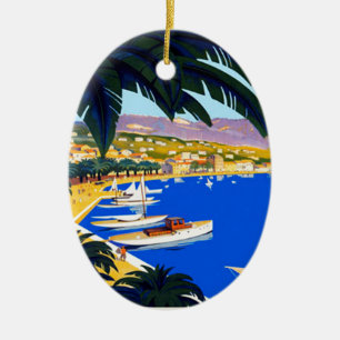 Ornement Ovale En Céramique Vintage Côte d'Azur