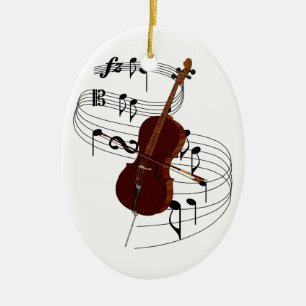 Ornement Ovale En Céramique Violoncelle