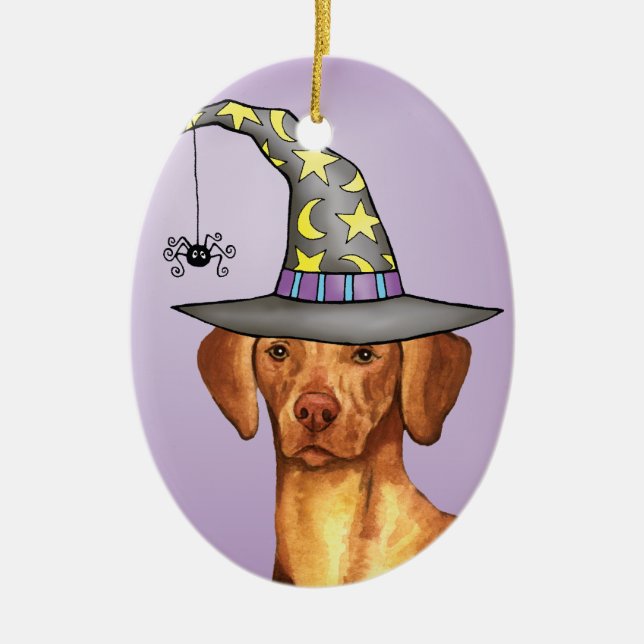 Ornement Ovale En Céramique Vizsla Witch (Devant)