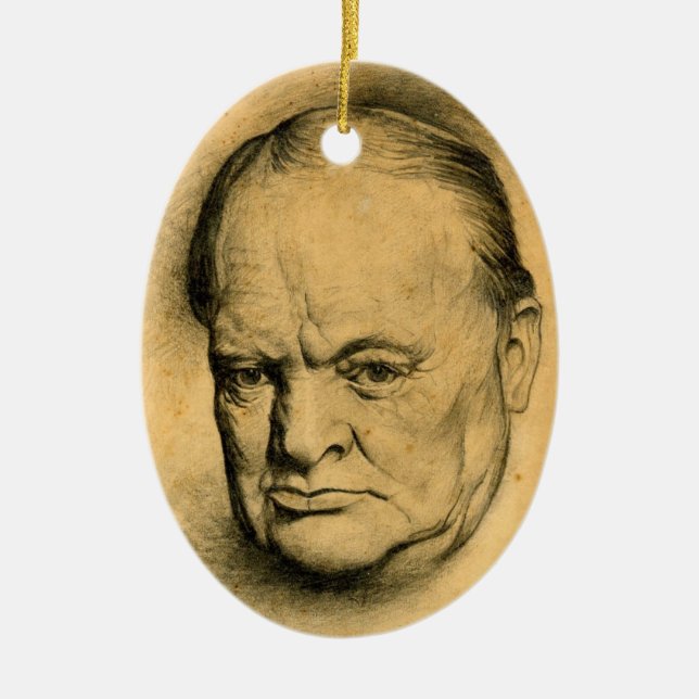 Ornement Ovale En Céramique Winston Churchill (Devant)