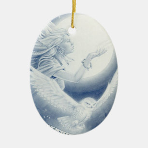 Ornement Ovale En Céramique Winter_Goddess