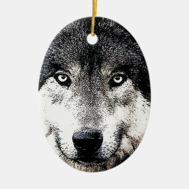 Ornement Ovale En Céramique Wolf Eyes (Devant)