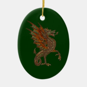 Ornement Ovale En Céramique Yes Old Medieval Dragon Design