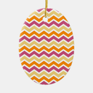 Ornement Ovale En Céramique ZigZag tribale dynamique