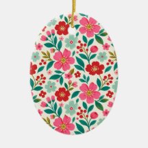 Ornement ovale floral de Noël rétro