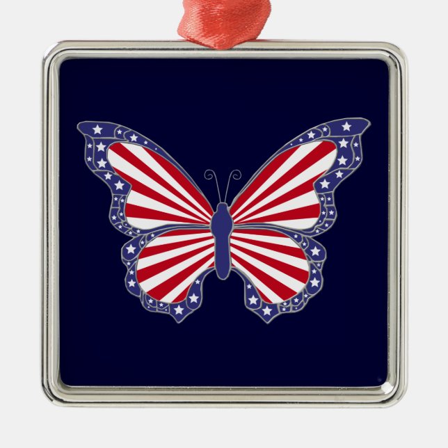 Ornement Patriotique Rouge Blanc Et Bleu Papillon (Devant)
