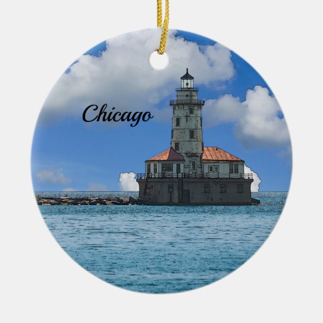Ornement peint du phare de Chicago Harbour (Devant)