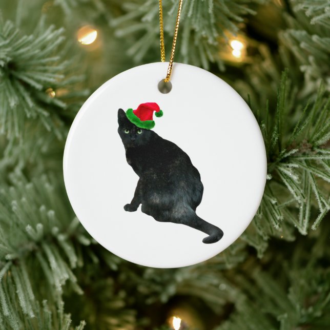 Ornement Père Noël de chat noir (Arbre)