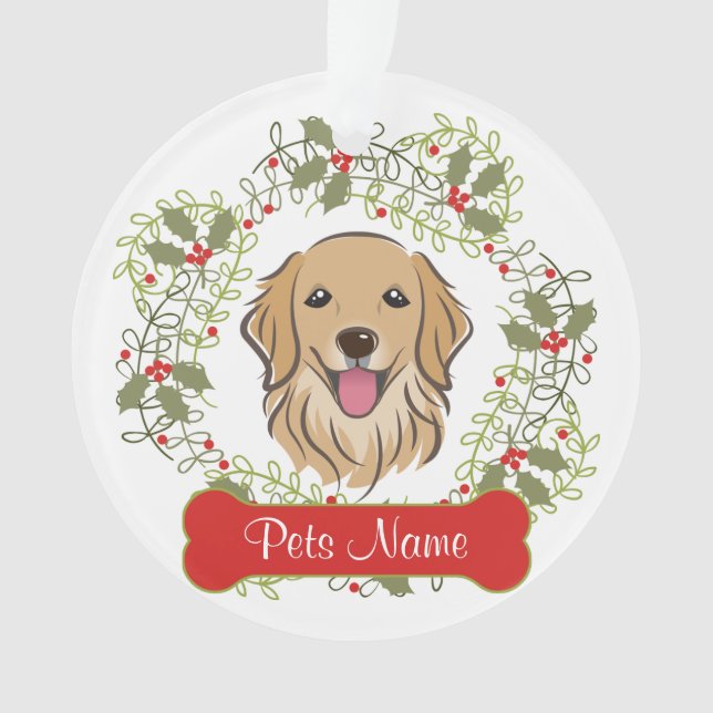 Ornement personnalisable de golden retriever (devant)