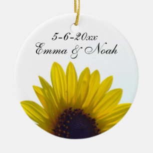 Ornement personnalisable de mariage de tournesol