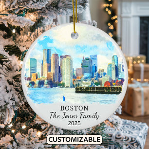 Ornement personnalisé Boston, cadeau de Boston
