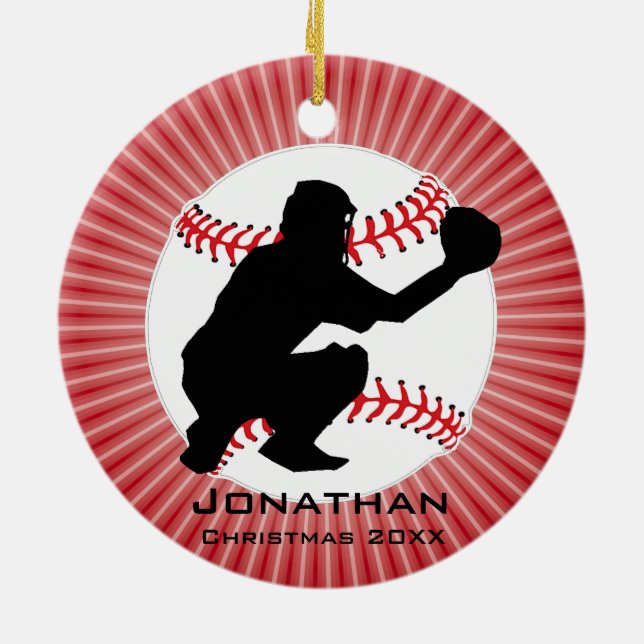 Ornement Personnalisé De Baseball (Catcher) (Dos)