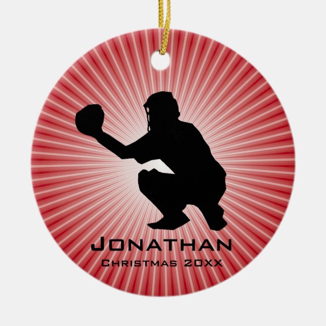 Ornement Personnalisé De Baseball (Catcher) (Devant)