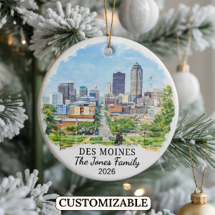 Ornement personnalisé de Des Moines, Iowa sur mesu