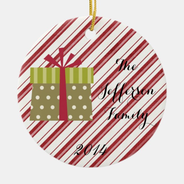 Ornement personnalisé de famille de cadeau de Noël (Devant)