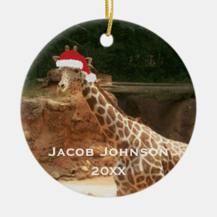 Ornement personnalisé de girafe de Noël